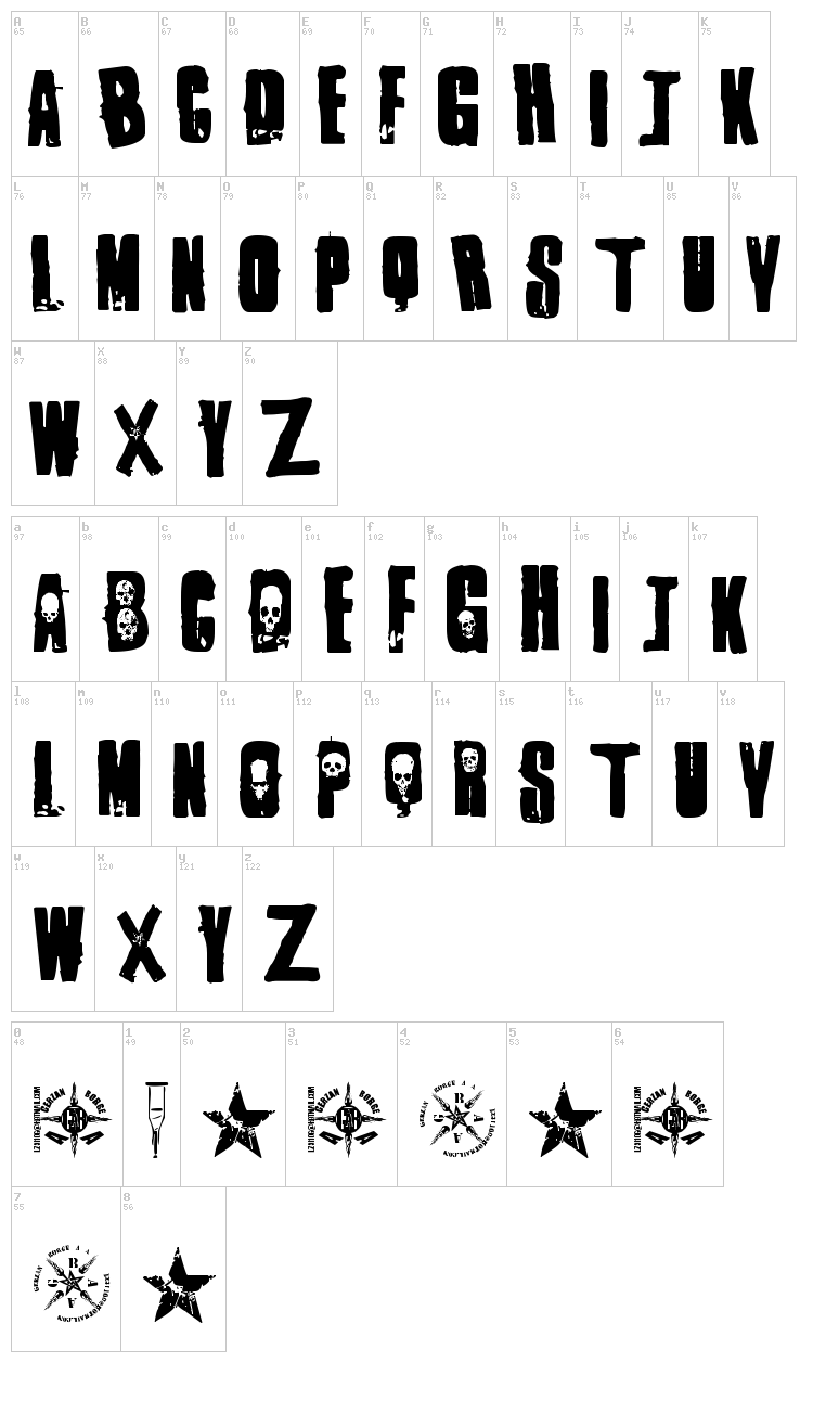 1 Punk font map